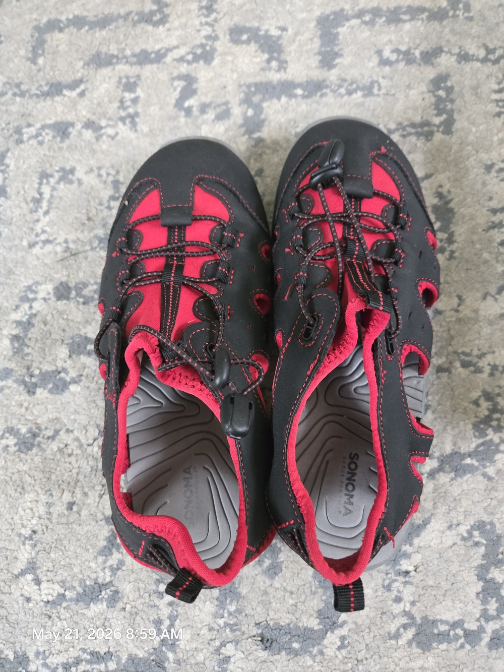 Youth Black and Red Fisherman Water Sandals